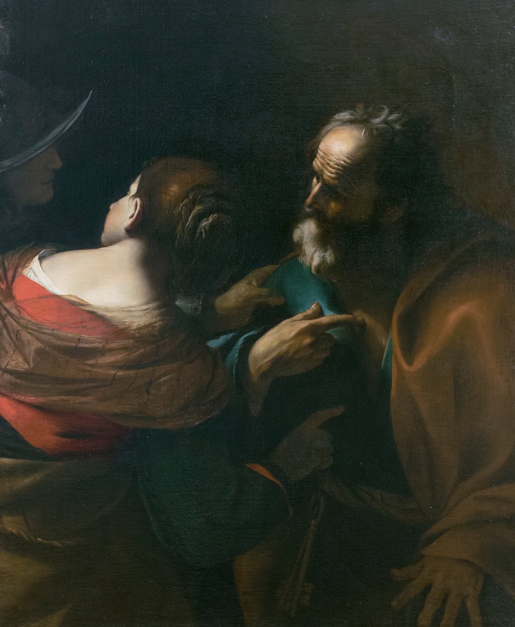 Sankt Peters benægtelse, omkring 1637-1640 (olie på lærred) af Mattia (1613 99) Preti