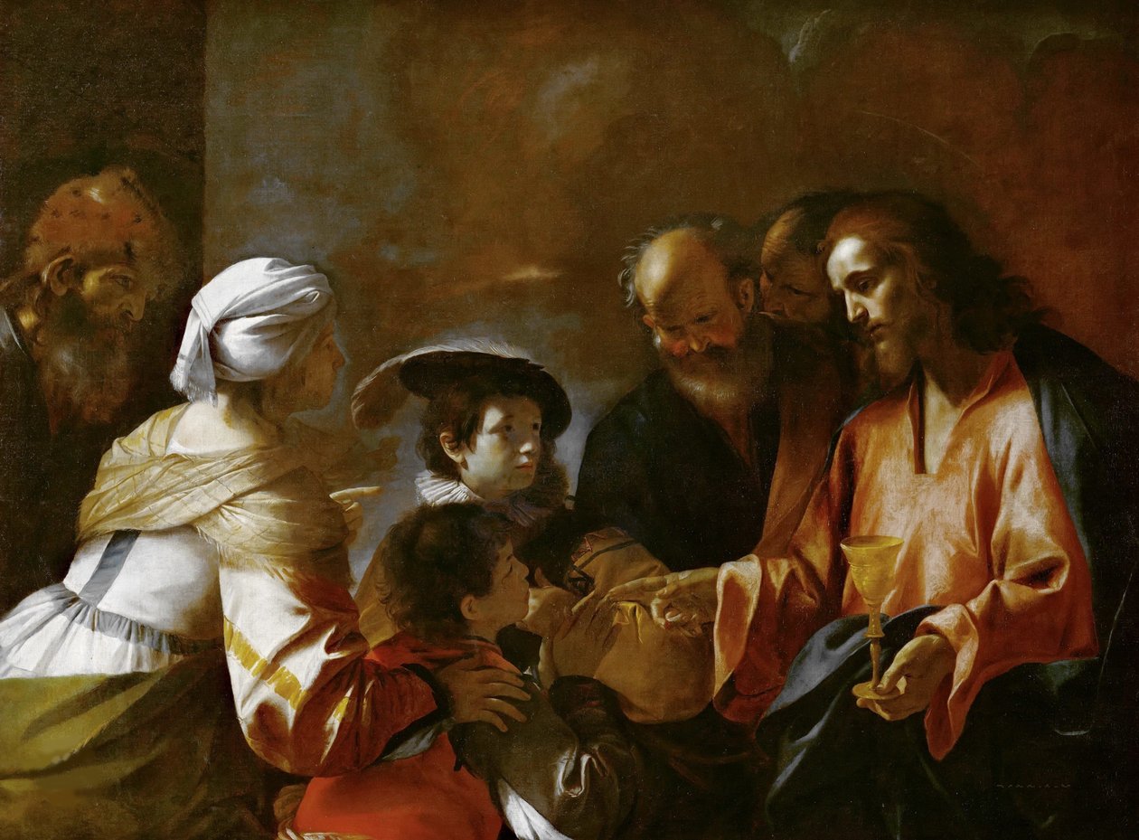 Kristus velsigner børnene Lad de små børn komme til mig, ca. 1635. af Mattia Preti