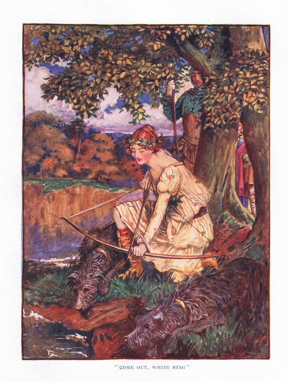 Kom ud hvid kronhjort, illustration fra Lady And Fairy Tales, 1914 af Maud Tindal Atkinson