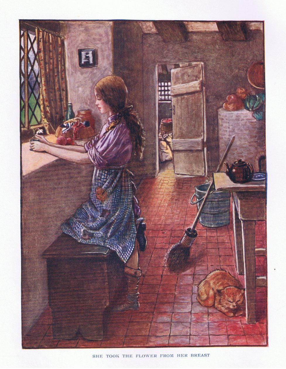 Hun tog blomsten fra sit bryst, illustration fra Lady And Fairy Tales, 1914 af Maud Tindal Atkinson