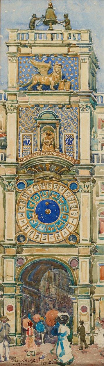 Clock Tower, Markuspladsen, Venedig af Maurice Brazil Prendergast