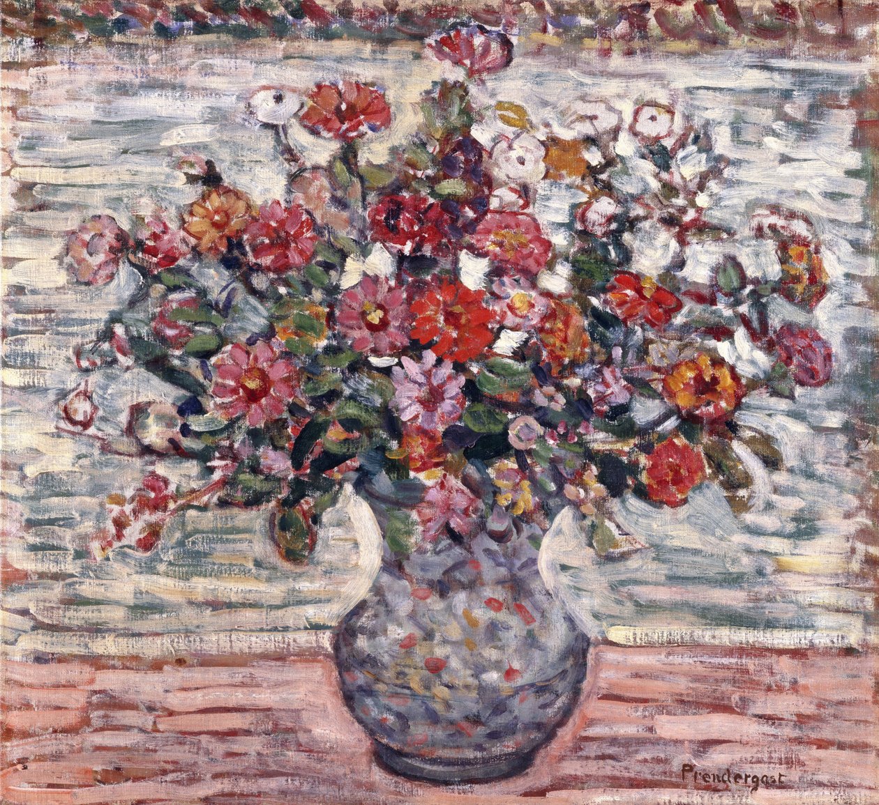 Blomster i en vase (Zinnias) af Maurice Brazil Prendergast