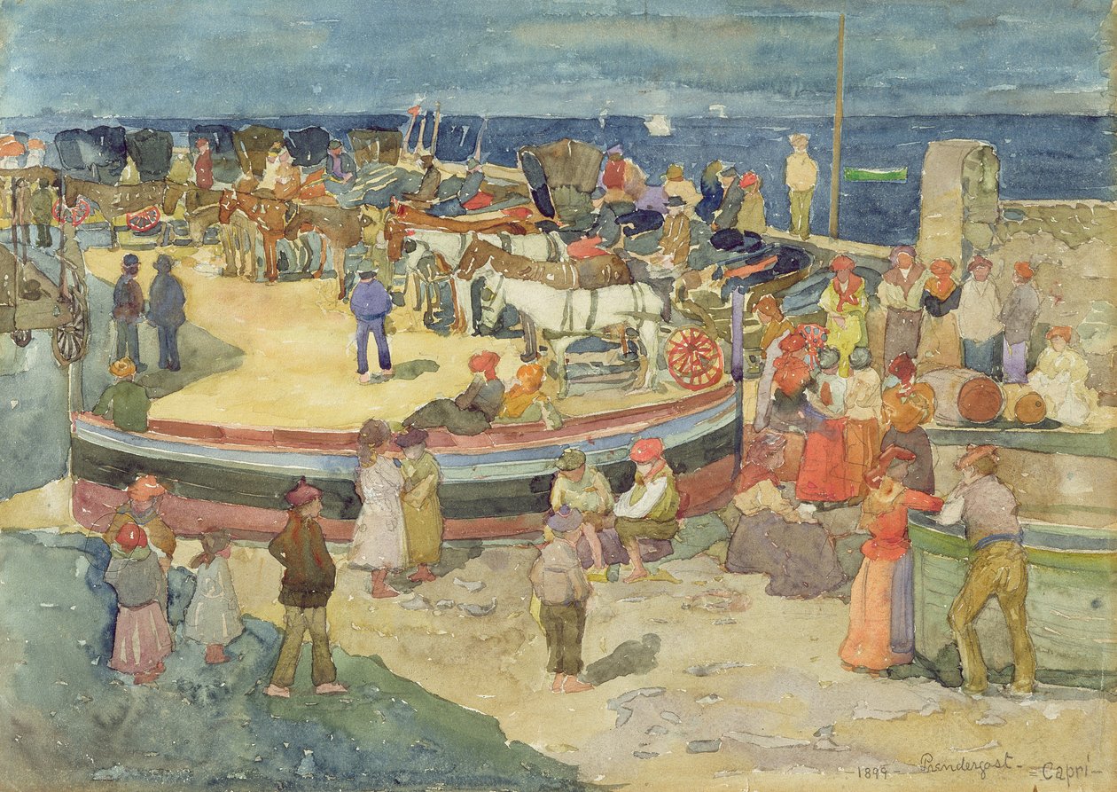 Grande Marina, Capri, 1899 (wc på papir) af Maurice Brazil Prendergast