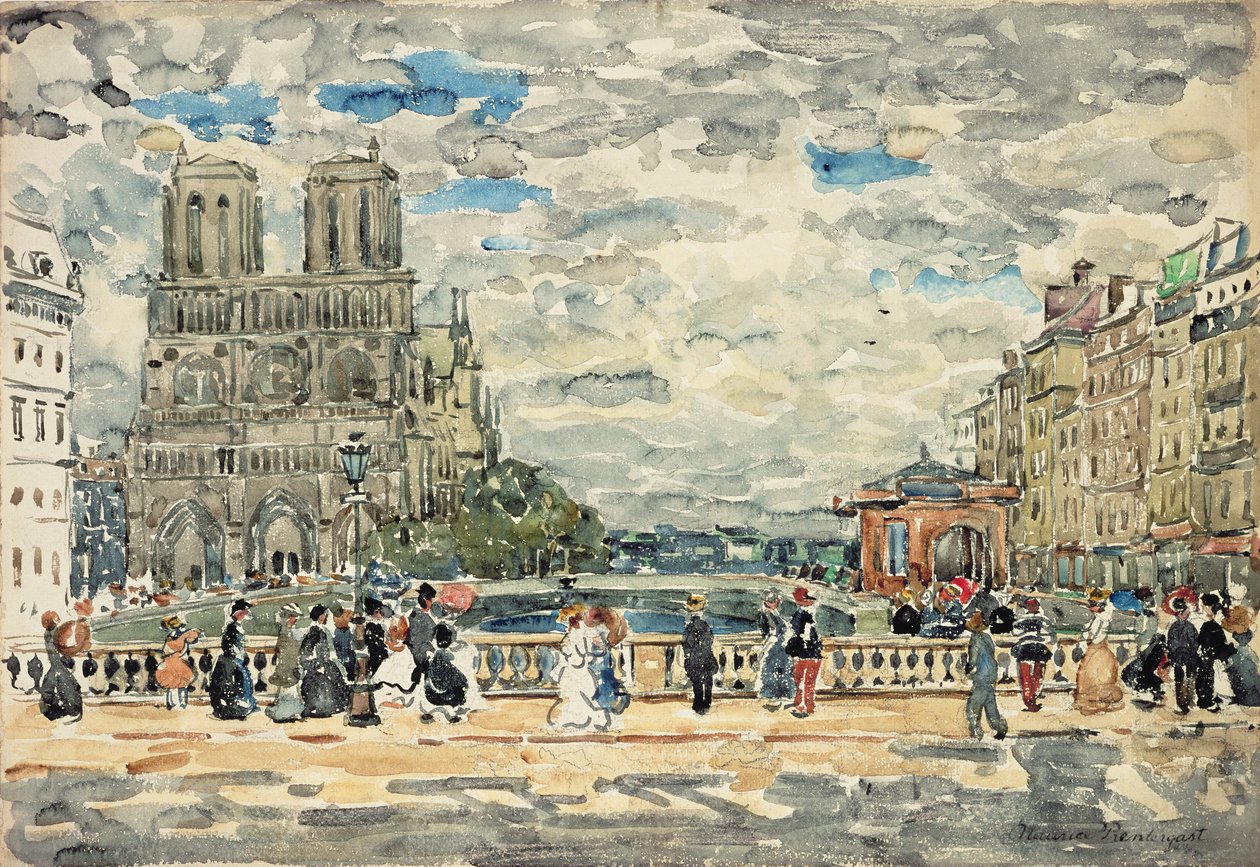 Notre Dame (wc & gouache over grafit på papir) af Maurice Brazil Prendergast