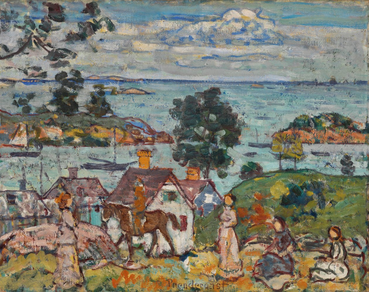 Vandindløb og hus, Glouster Havn, 1916-18 af Maurice Brazil Prendergast