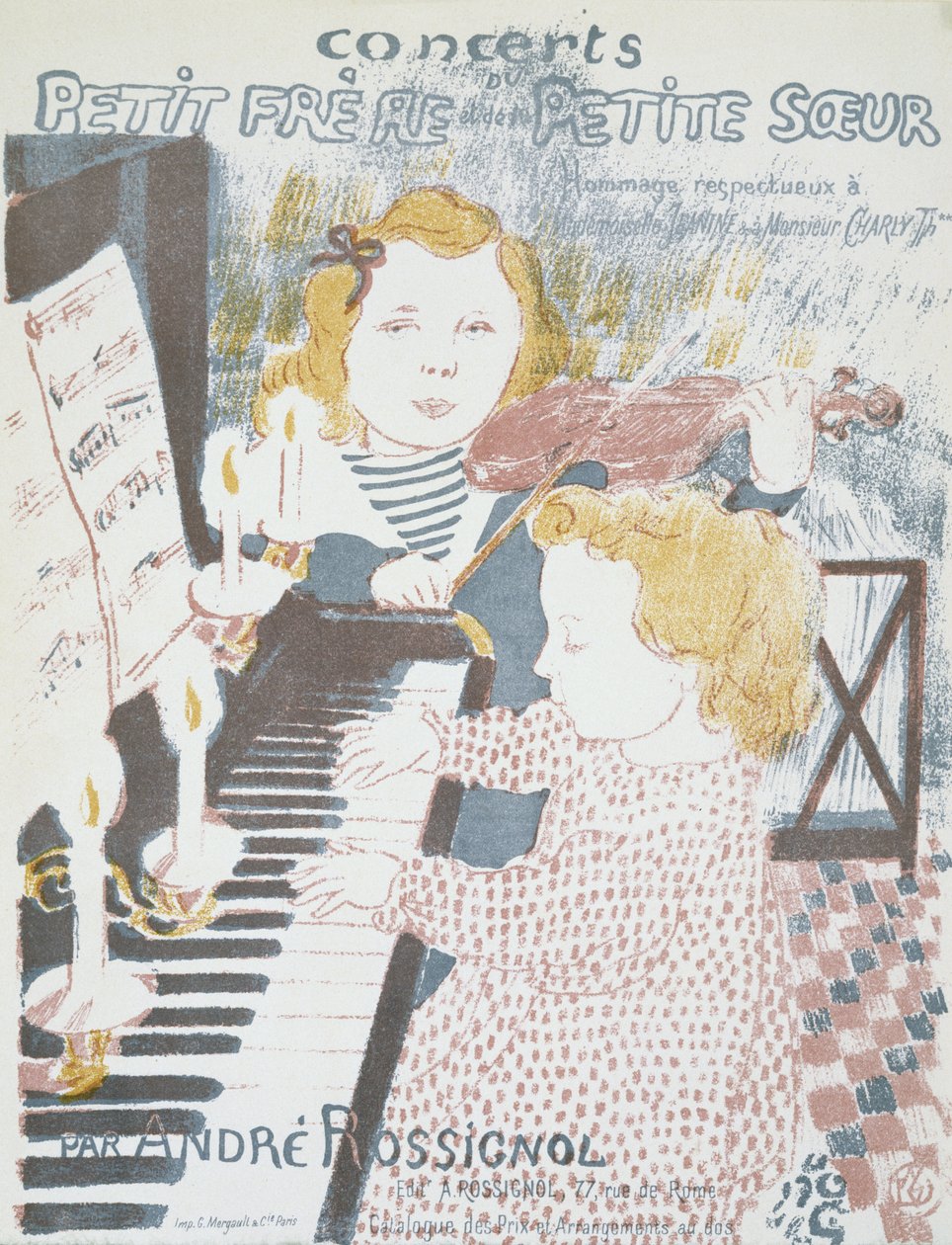 Concerts pour le petit frere et la petite soeur (Nodecover til André Rossignols koncert for en ung bror og søster), 1903 (litografi i farver) af Maurice Denis
