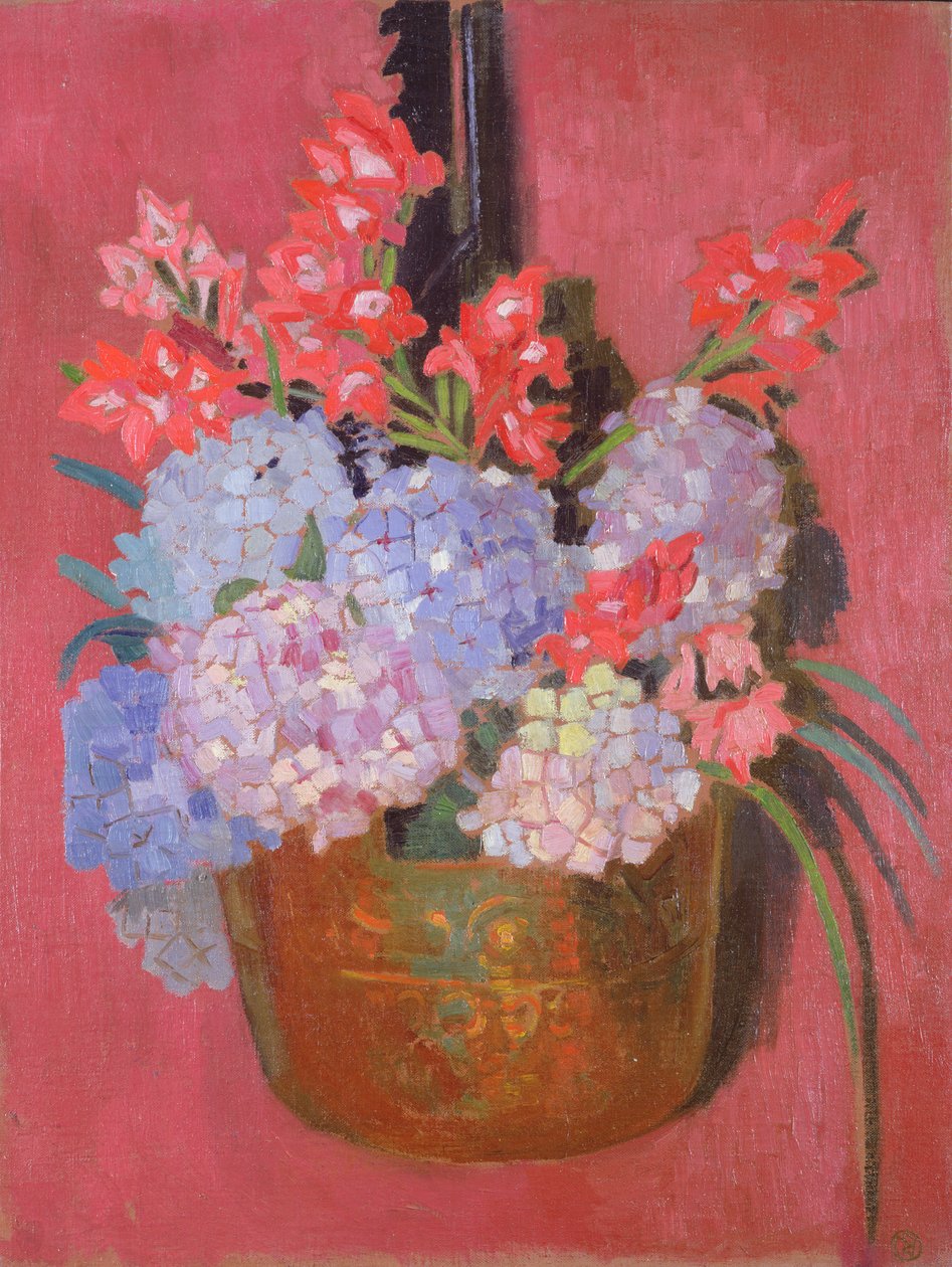 Kobberkedel med hortensiaer, 1916 af Maurice Denis