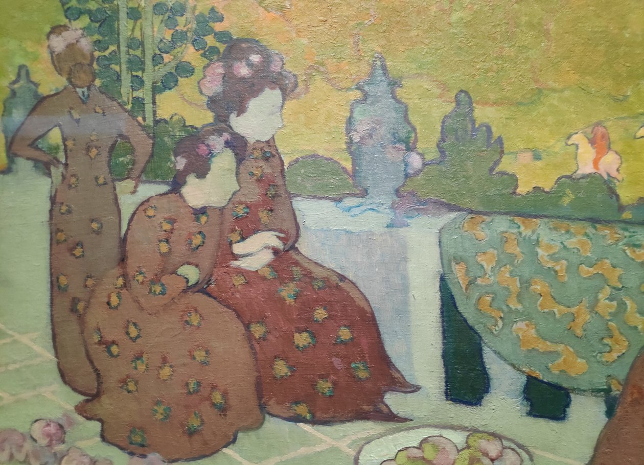 Kvinder siddende på terrassen siger også september aften af Maurice Denis