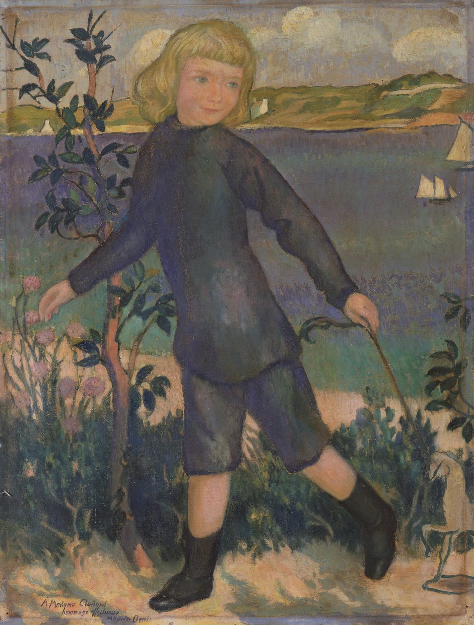 Joel med en træhest ved Perros, ca. 1896 af Maurice Denis