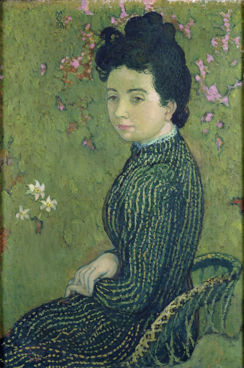 Portræt af Eva Meurier i en grøn kjole, 1891 af Maurice Denis