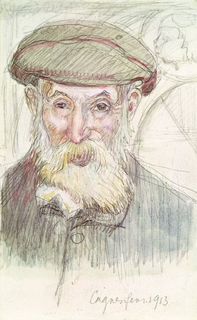Portræt af Pierre Auguste Renoir (1841-1919) i Cagnes, 1913 (blyant og wc på papir) af Maurice Denis