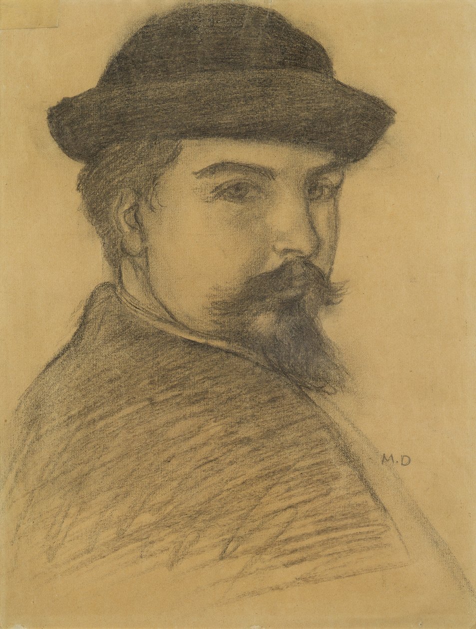 Portræt af kunstneren i en sort hat (kul på papir) af Maurice Denis