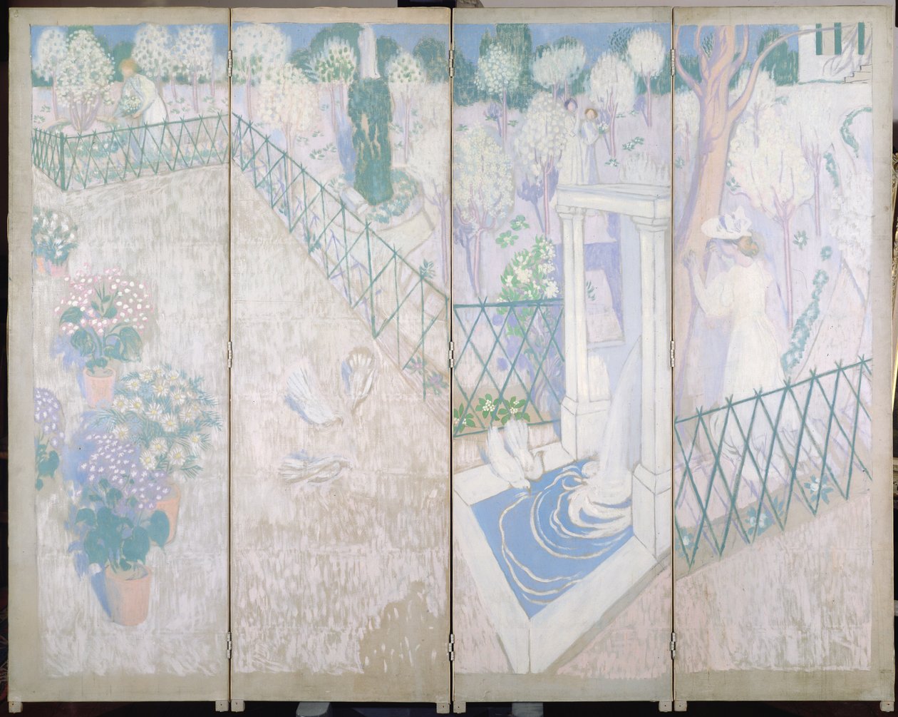 Skærm med duer, ca. 1896 af Maurice Denis