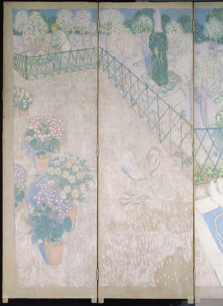 Skærm med duer, detalje af venstre paneler, c.1896 olie på lærred af Maurice Denis