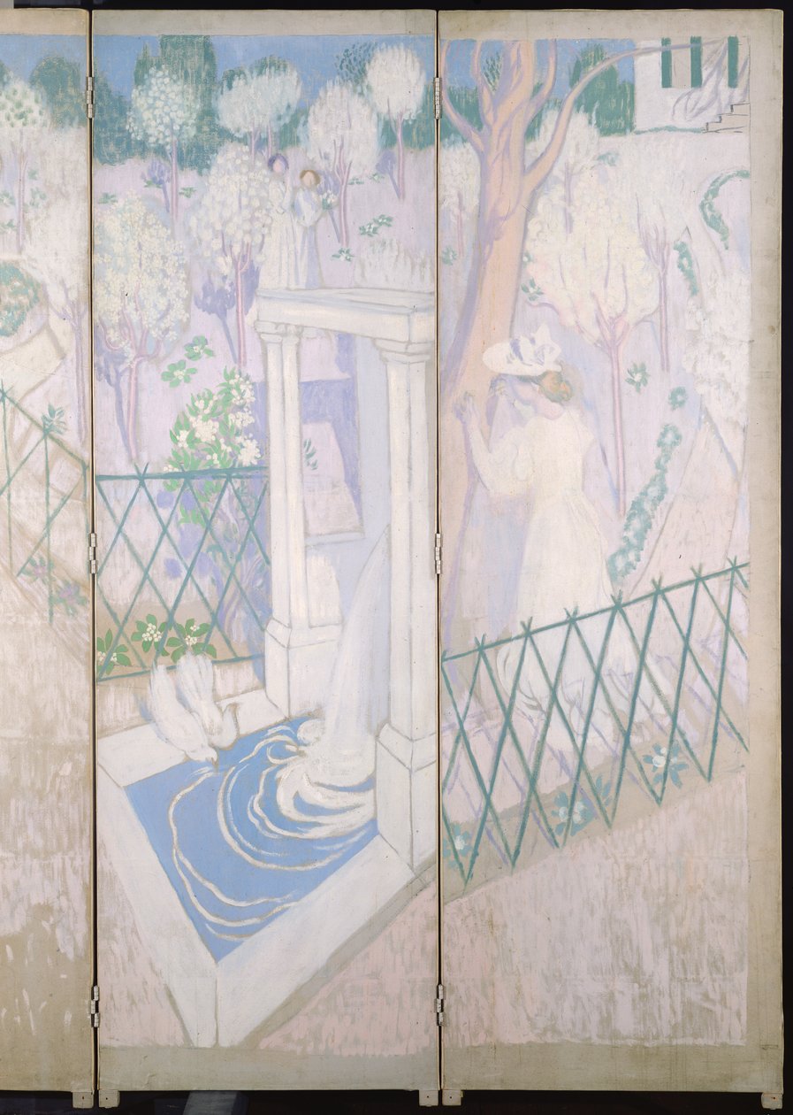 Skærm med duer, detalje af højre paneler, c.1896 olie på lærred af Maurice Denis