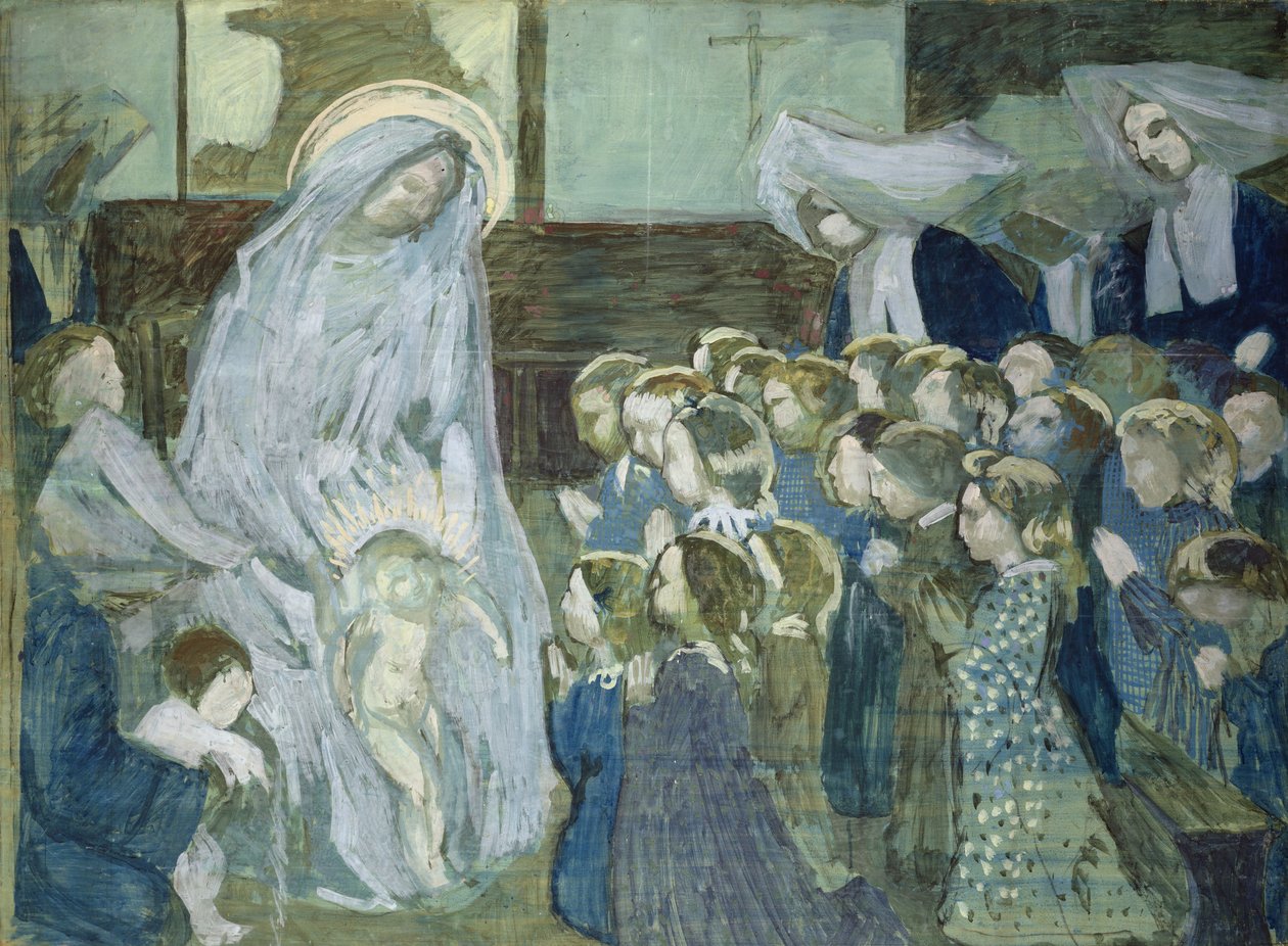 Skitse af Jomfruen i skolen, 1903 (olie og trækul på papir) af Maurice Denis