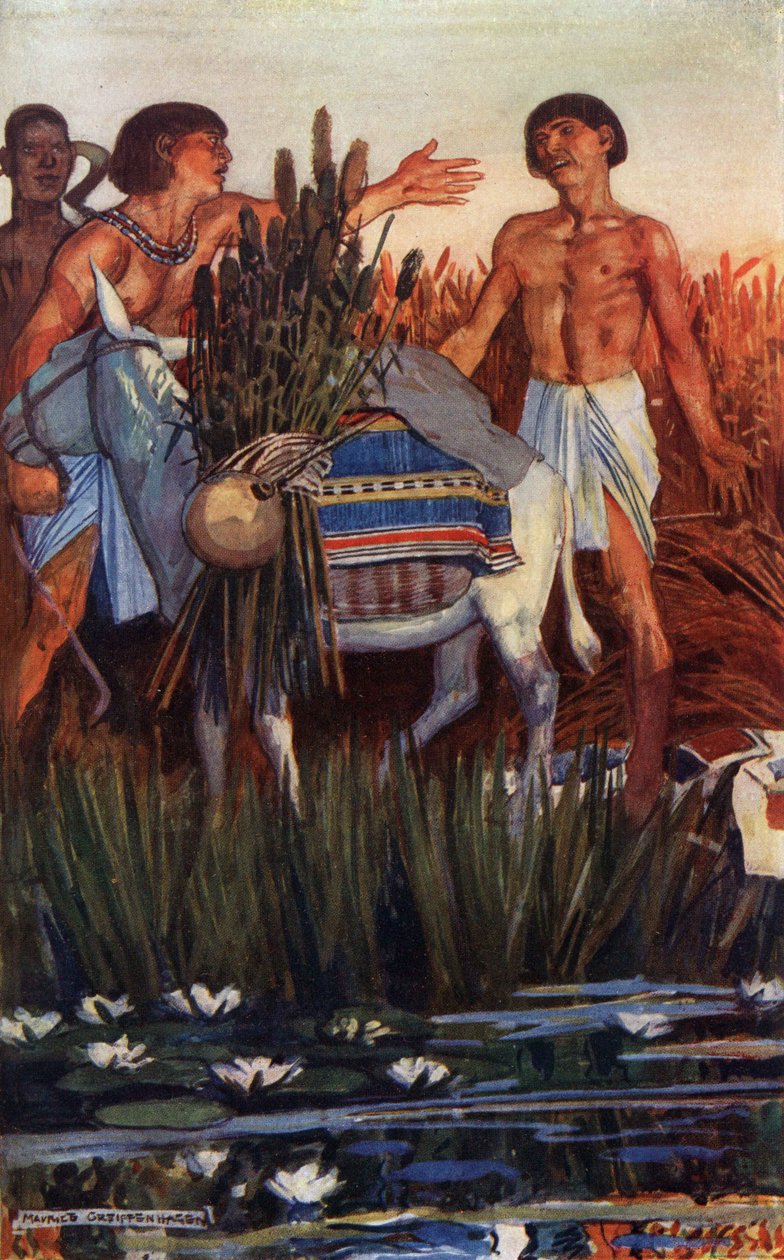 Landmanden plyndrer bonden, illustration fra "Egyptian Myth and Legend", udgivet af Gresham Publishing, Co. af Maurice Greiffenhagen