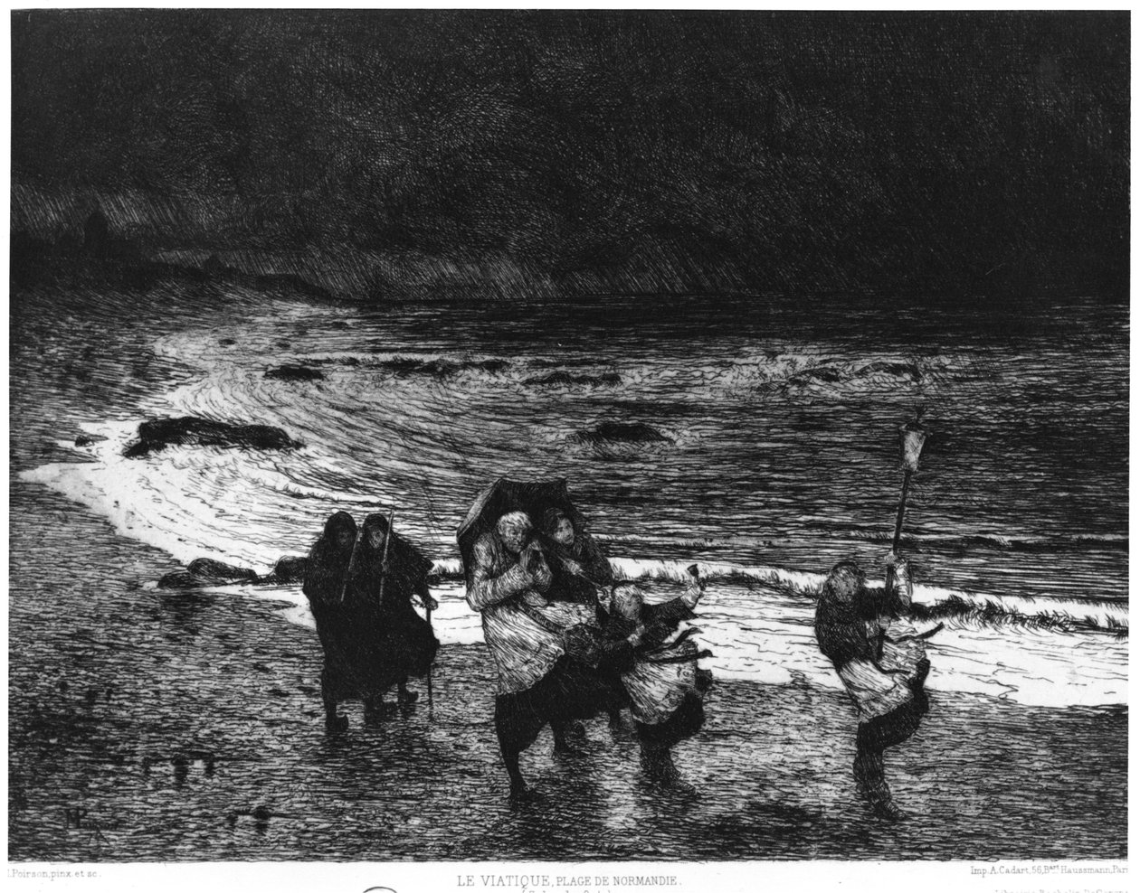 Viaticum på en strand i Normandiet, 1874 af Maurice Poirson
