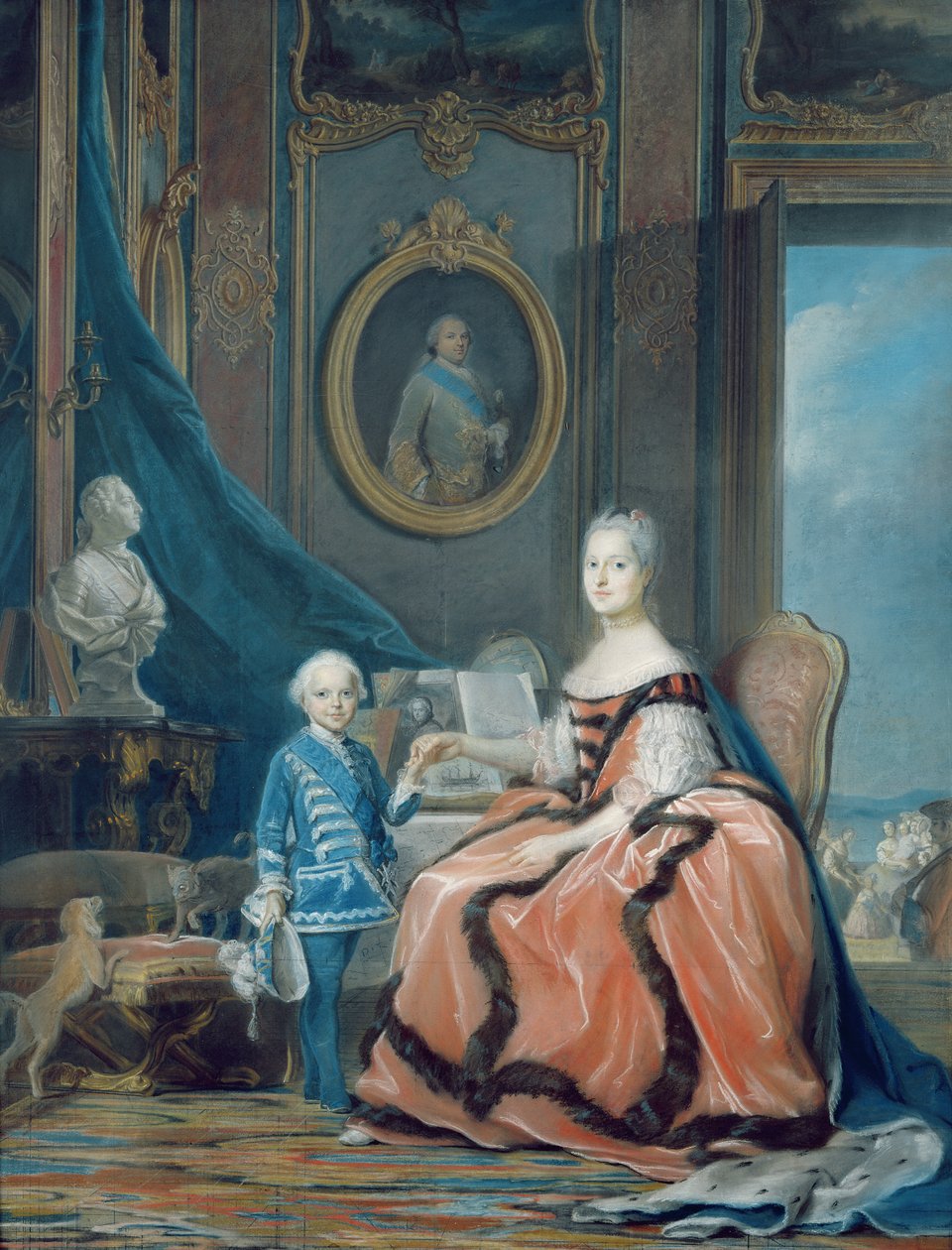 Portræt af Marie-Josephe de Saxe (1731-67) Dauphine af Frankrig og hendes søn Louis Joseph Xavier de France (1751-61) hertug af Bourgogne, ca. 1760-61 (pastel) af Maurice Quentin de La Tour