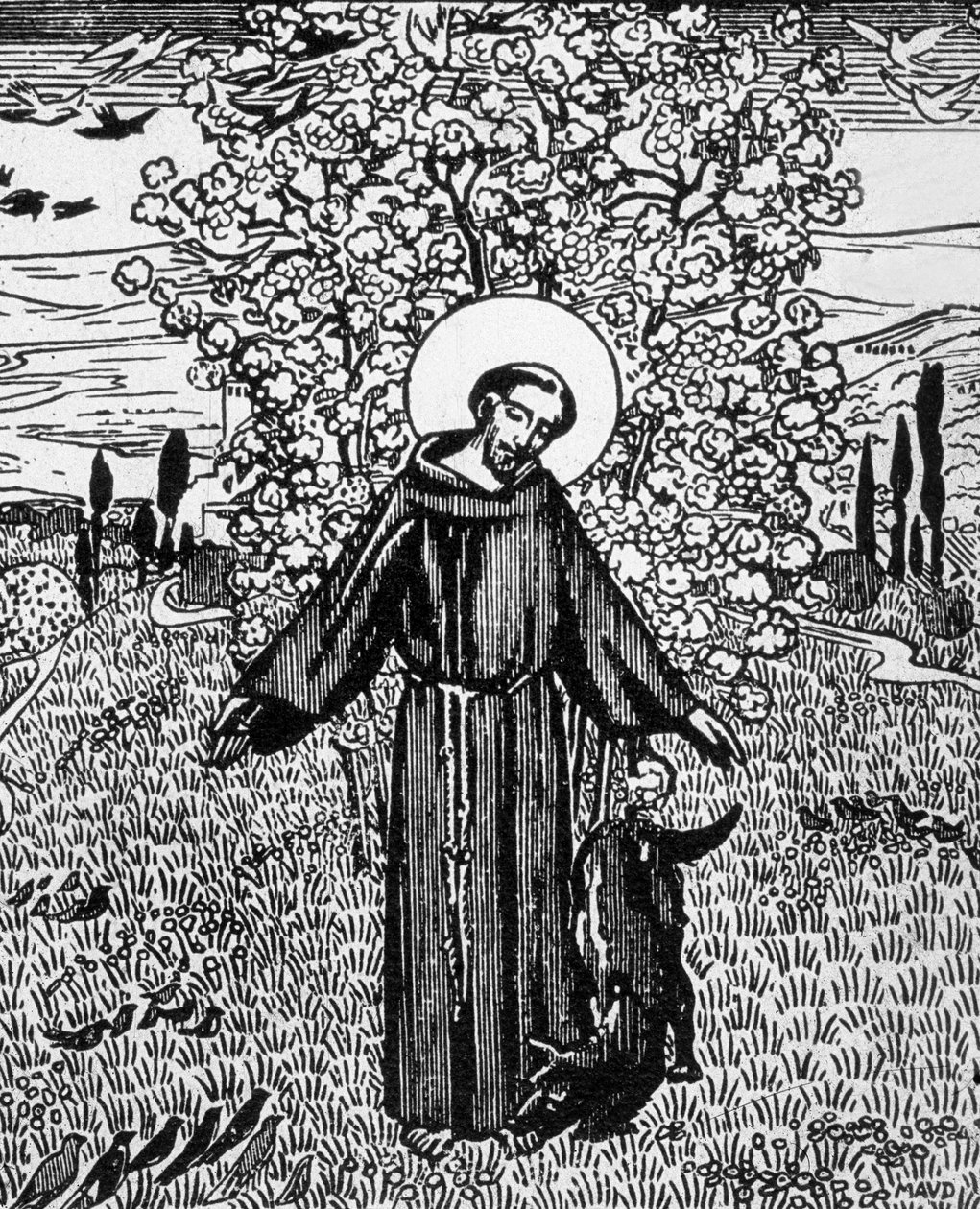 Frans af Assisi (1181-1226), graveret af Jacques Beltrand efter tegning af Maurice Denis af Maurice (after) Denis