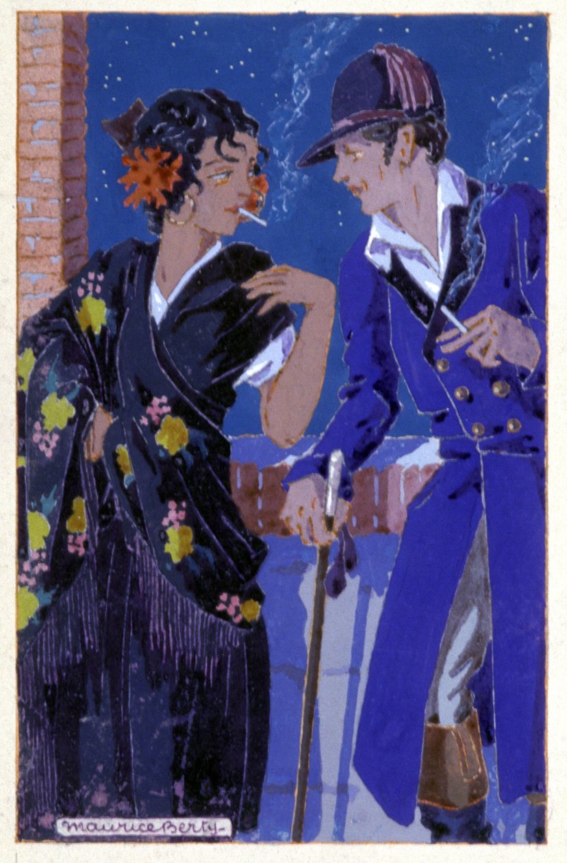 Don Jose ja Carmen tupakoivat, n. 1930 (kuva) af Maurice Berty