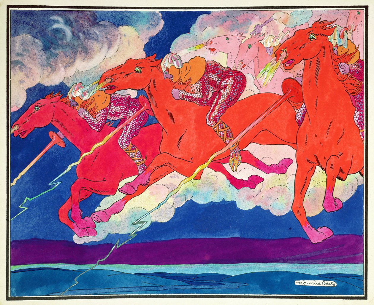 The Legions of Attila Descending from Heaven, ca. 1920 (akvarel på papir) af Maurice Berty