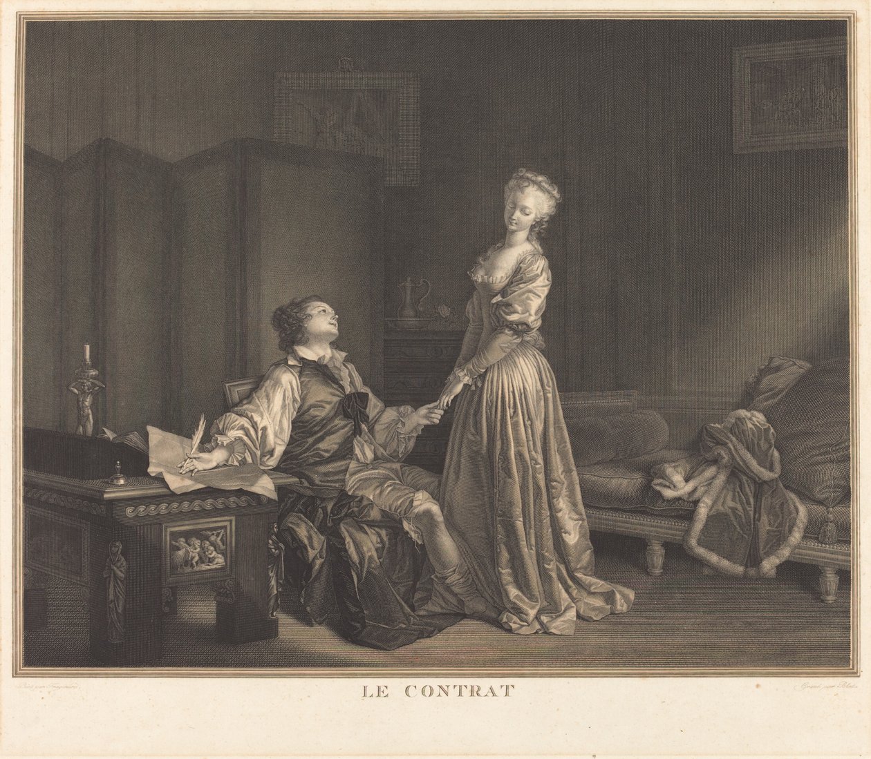 Kontrakten af Maurice Blot after Jean Honoré Fragonard