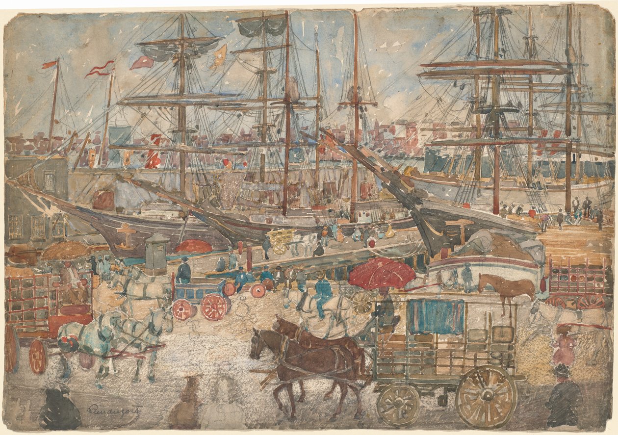 Docks, East Boston, 19001904. af Maurice Brazil Prendergast