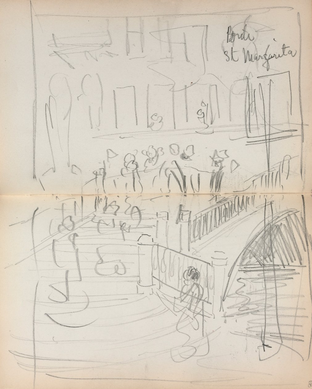 Italiensk skitsebog: Bro St. Margarita side 67 & 68, 1898-1899. af Maurice Brazil Prendergast