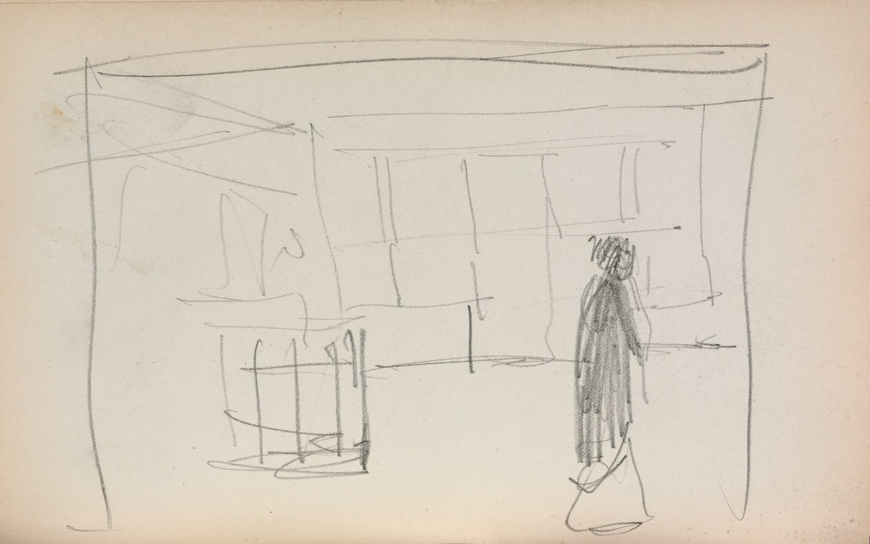 Italiensk skitsebog: Figur i et interiør side 175, 1898-1899. af Maurice Brazil Prendergast