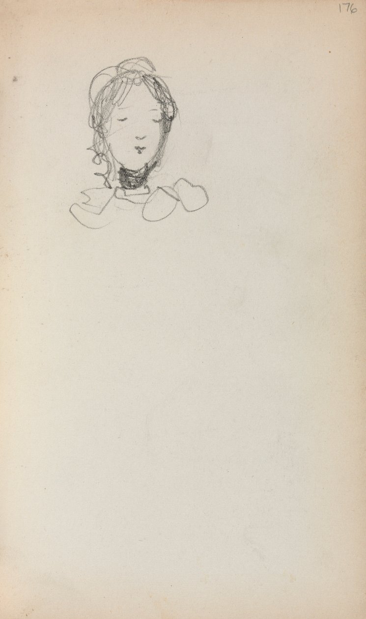 Italiensk skitsebog: Head of a Girl side 176, 1898-1899. af Maurice Brazil Prendergast