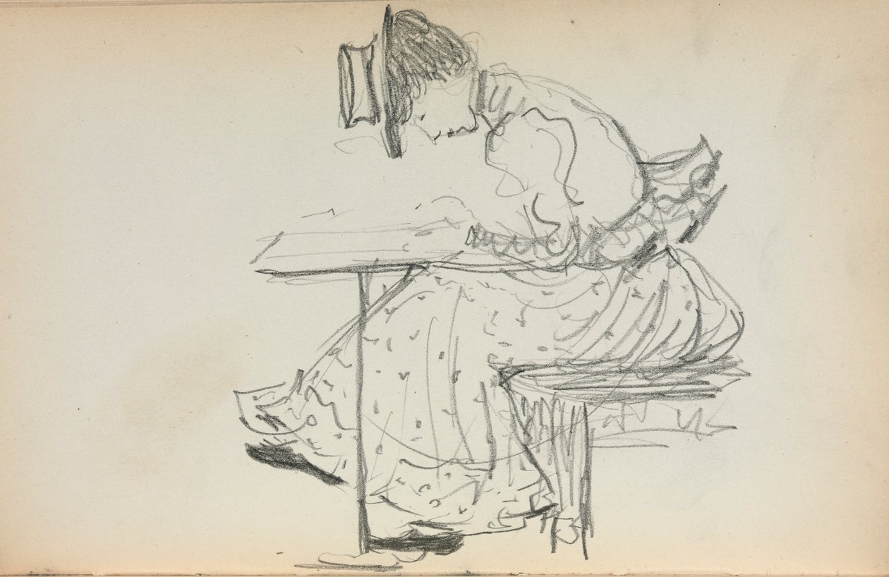 Italiensk skitsebog: Siddende kvinde side 107, 1898-1899. af Maurice Brazil Prendergast