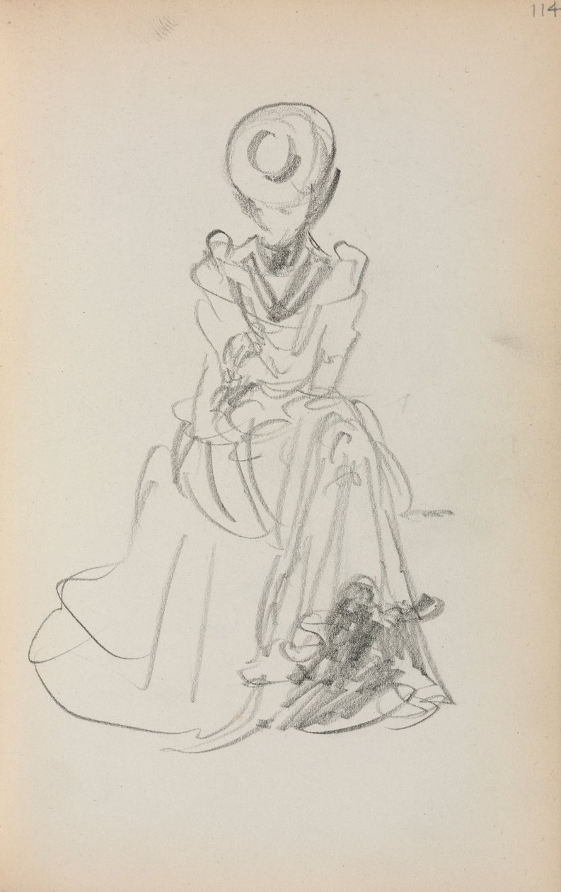 Italiensk skitsebog: Siddende kvinde side 114, 1898-1899. af Maurice Brazil Prendergast