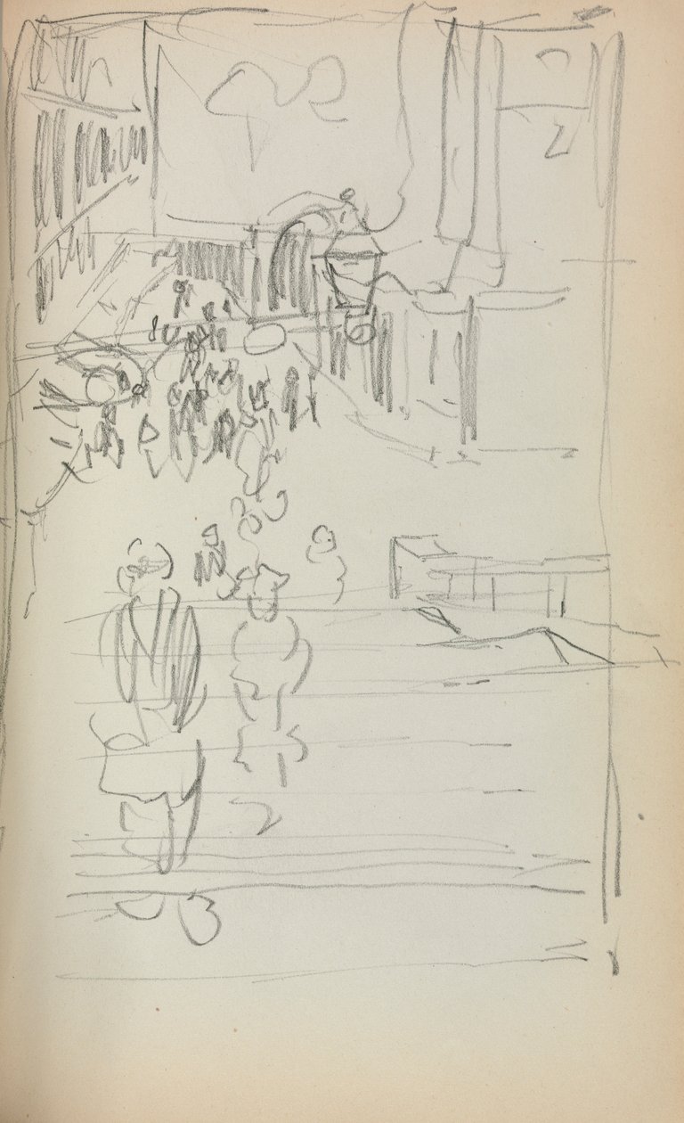 Italiensk skitsebog: Trapper med figurer side 165, 1898-1899. af Maurice Brazil Prendergast