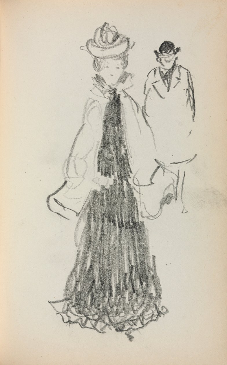 Italiensk skitsebog: Stående kvinde og mand side 125, 1898-1899. af Maurice Brazil Prendergast