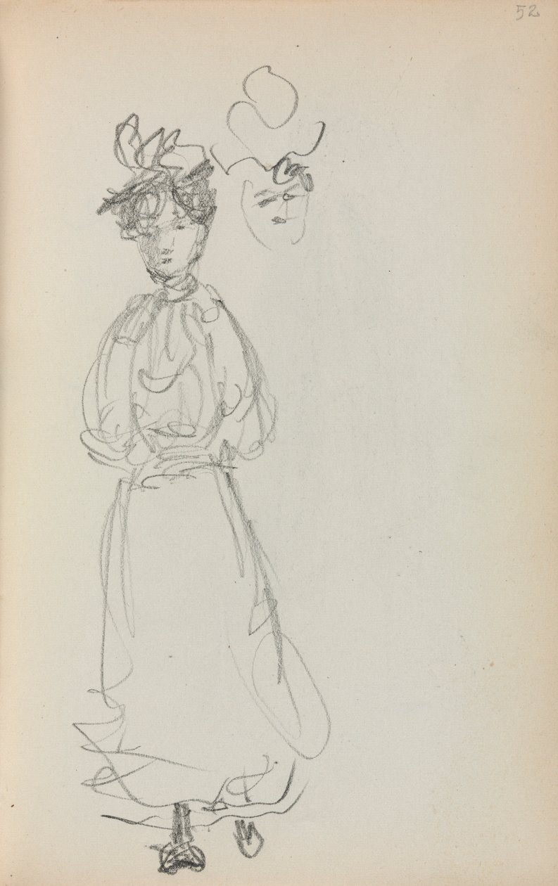 Italiensk skitsebog: Stående kvinde, forside 52, 1898-1899. af Maurice Brazil Prendergast
