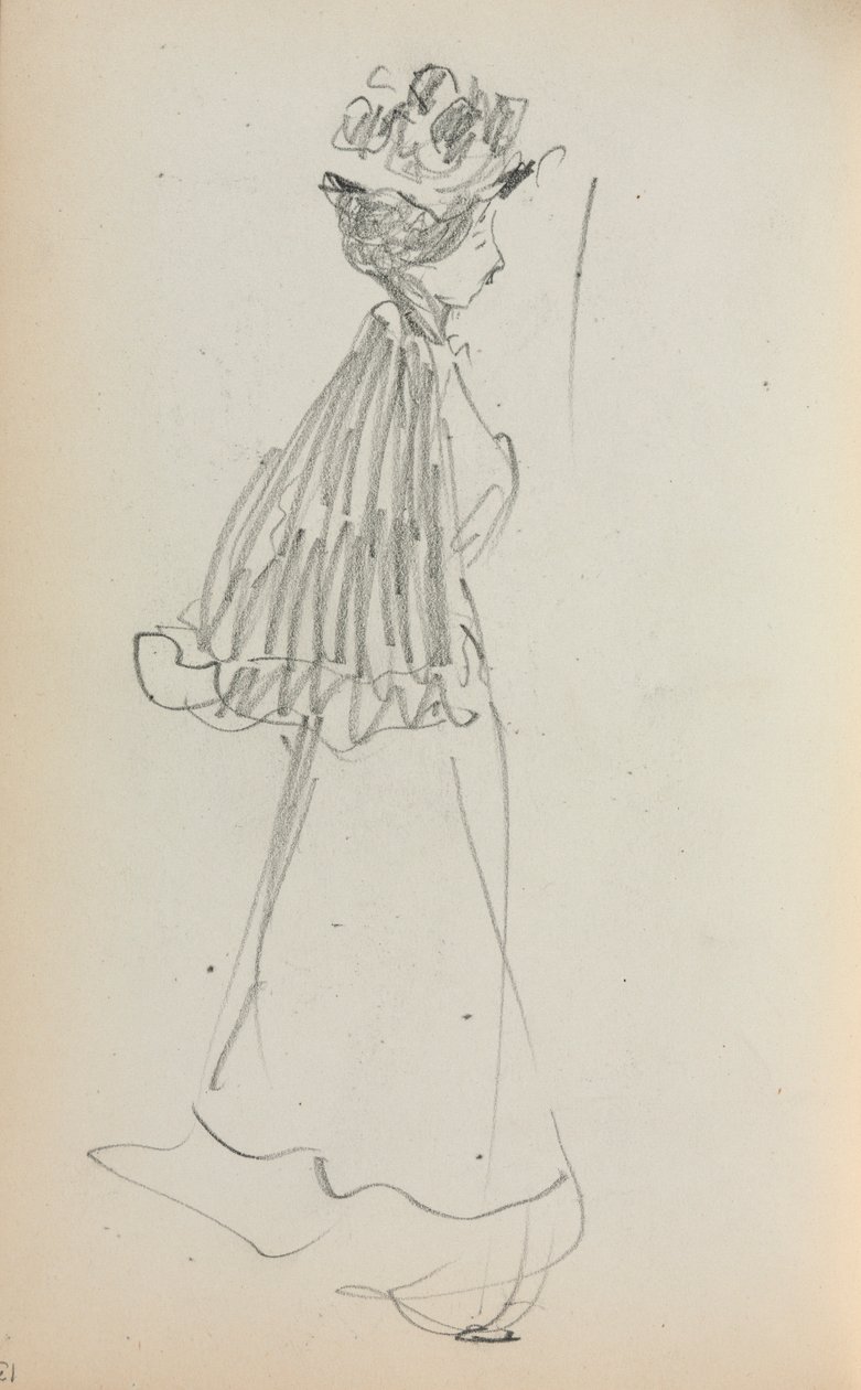 Italiensk skitsebog: Stående kvinde på profilside 130, 1898-1899. af Maurice Brazil Prendergast