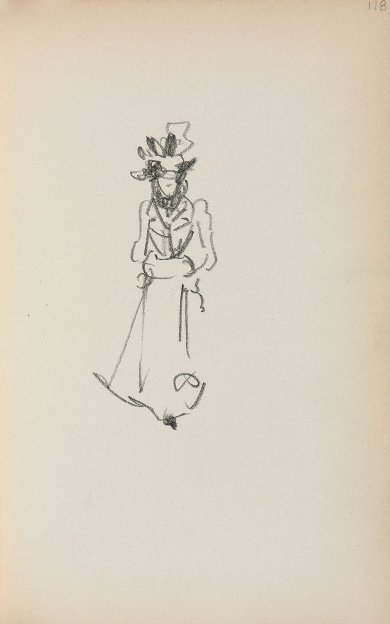 Italiensk skitsebog: Stående kvinde side 118, 1898-1899. af Maurice Brazil Prendergast