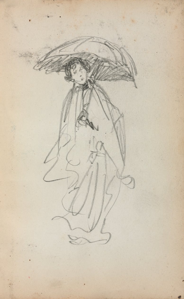 Italiensk skitsebog: Stående kvinde med parasol side 259, 1898-1899. af Maurice Brazil Prendergast