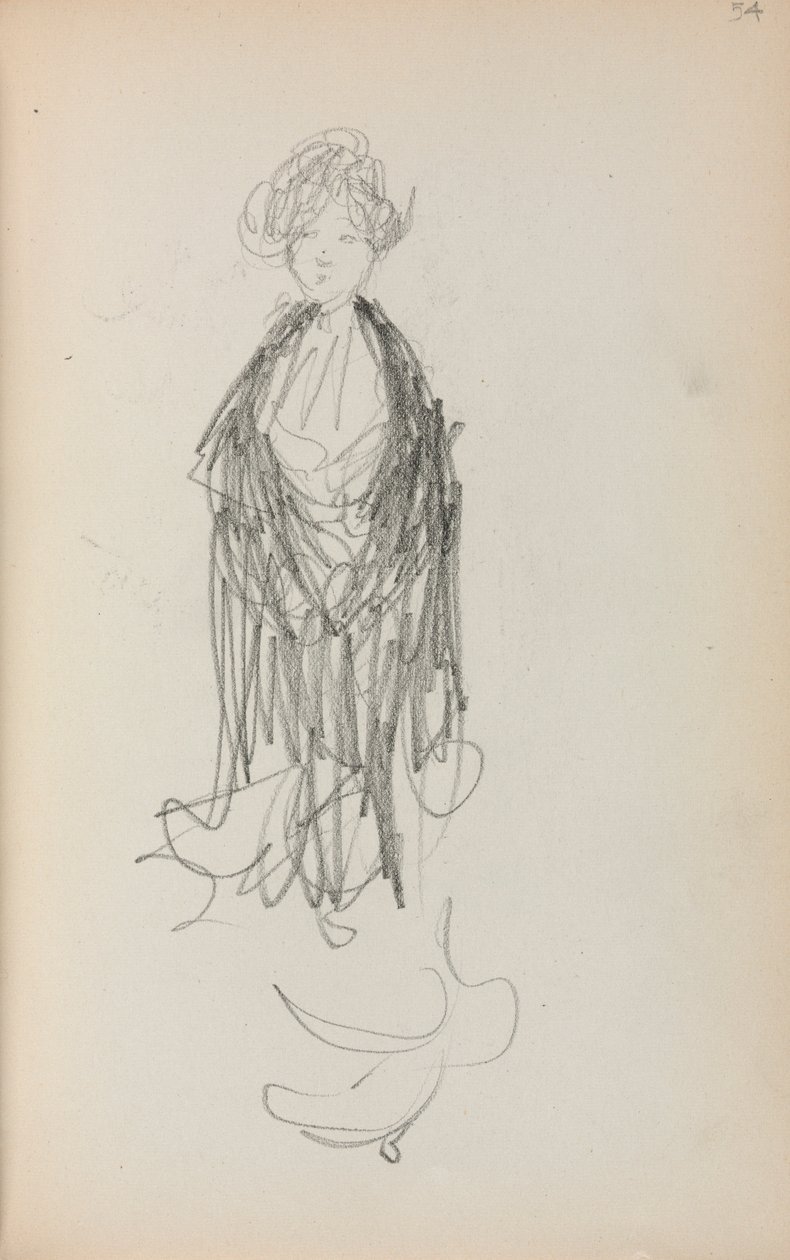 Italiensk skitsebog: Stående kvinde med sjal side 54, 1898-1899. af Maurice Brazil Prendergast