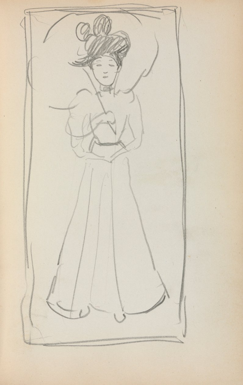 Italiensk skitsebog: Stående kvinde med parasol side 233, 1898-1899. af Maurice Brazil Prendergast