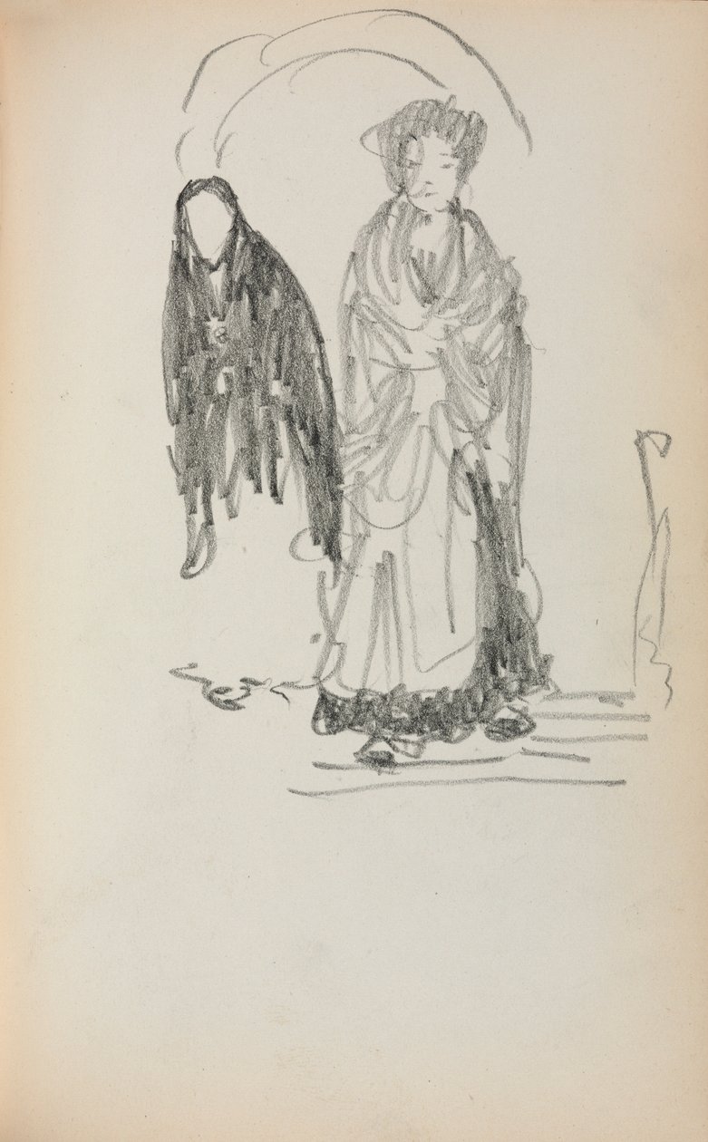 Italiensk skitsebog: To stående kvinder side 123, 1898-1899. af Maurice Brazil Prendergast