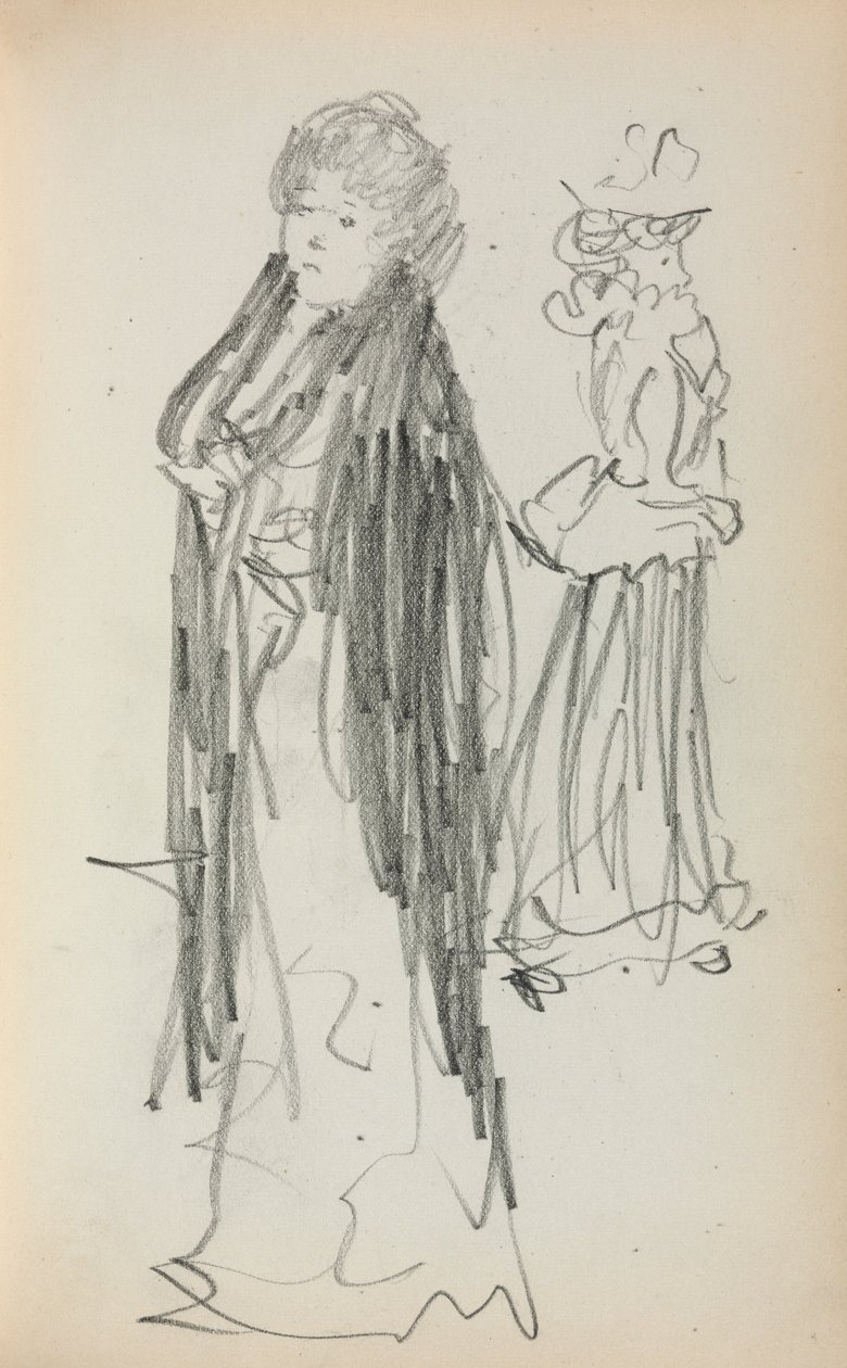 Italiensk skitsebog: To stående kvinder side 129, 1898-1899. af Maurice Brazil Prendergast