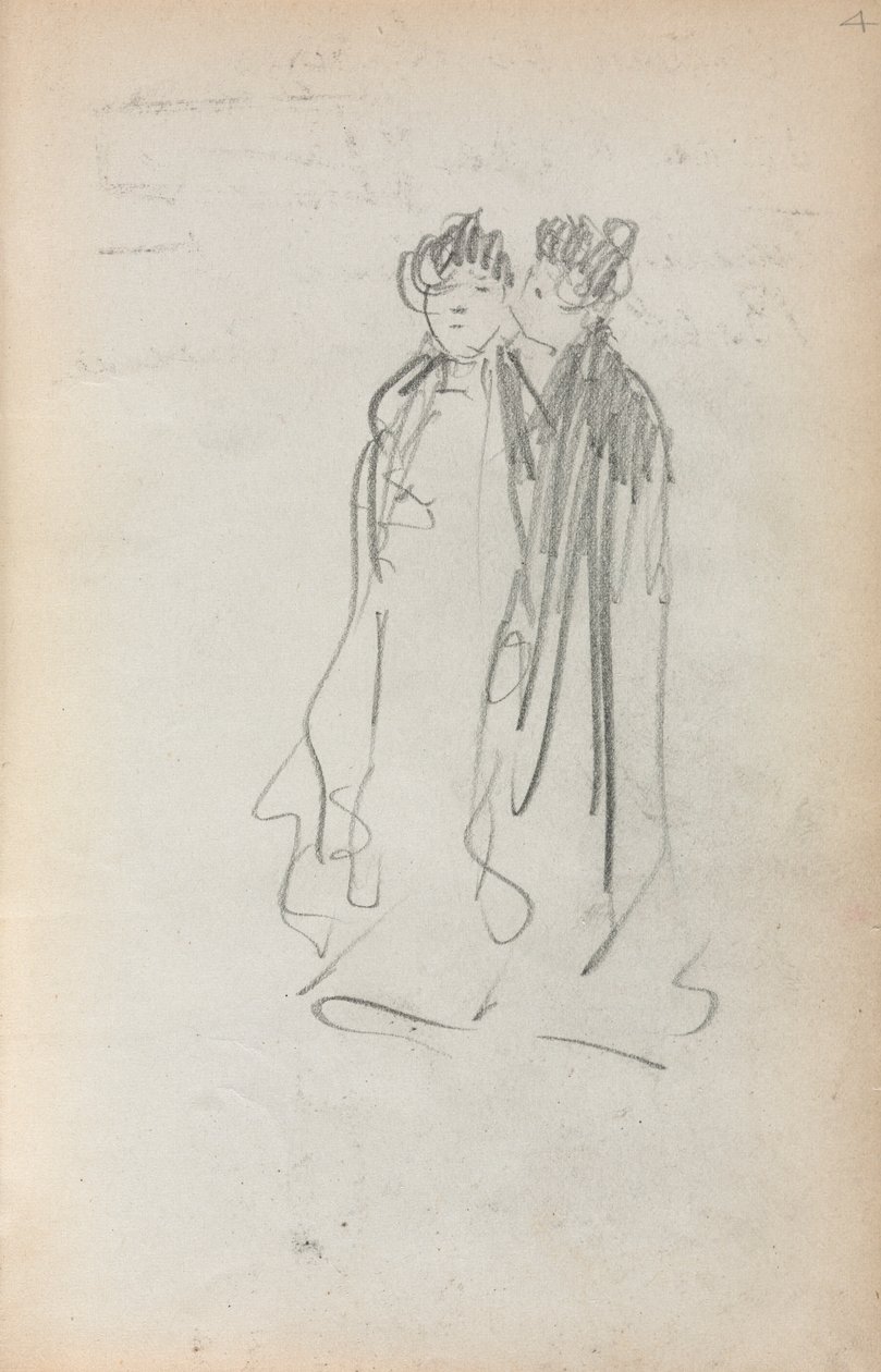 Italiensk skitsebog: To stående kvinder side 4, 1898-1899. af Maurice Brazil Prendergast