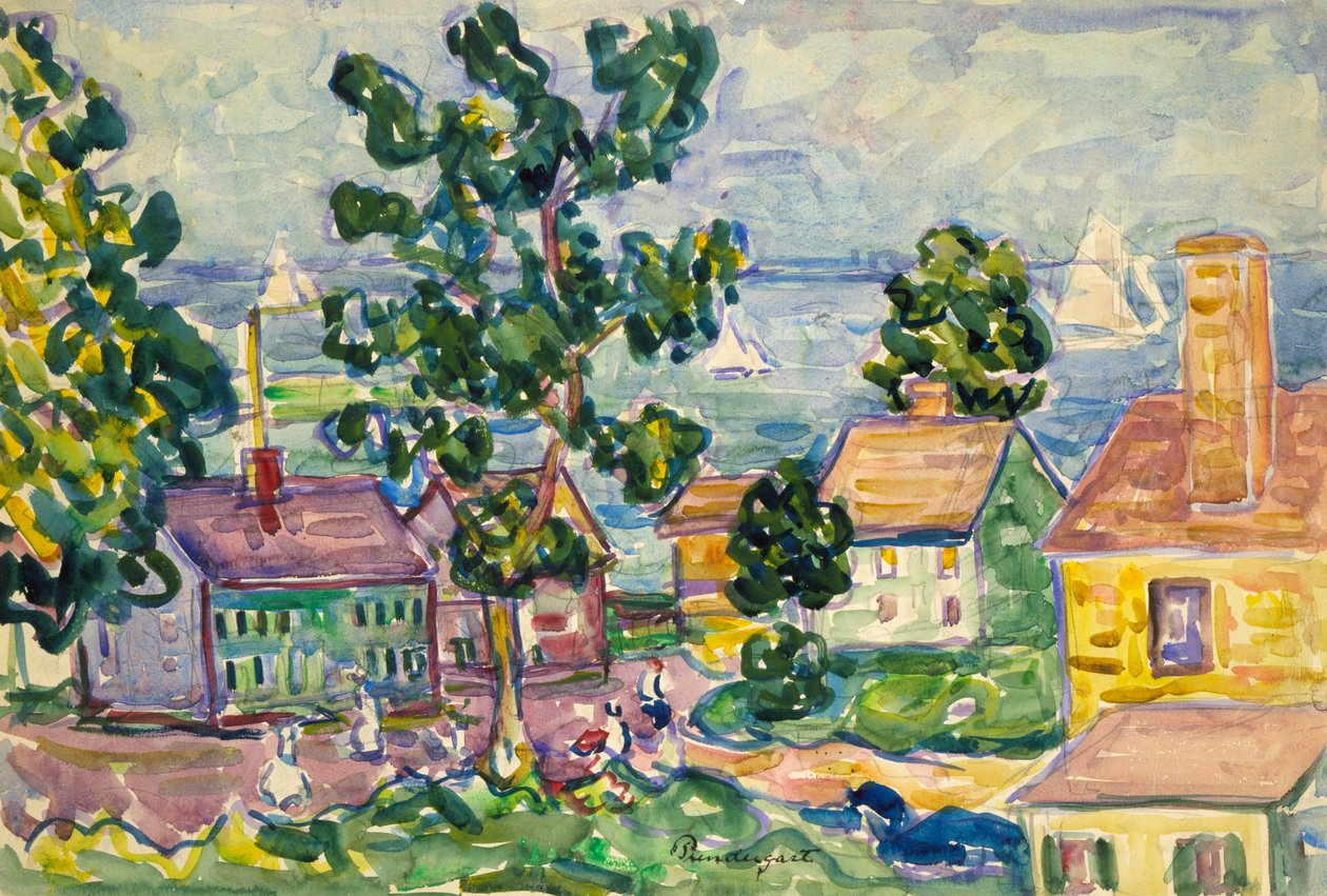 New England Coastal Village, ca. 1915-1918. af Maurice Brazil Prendergast