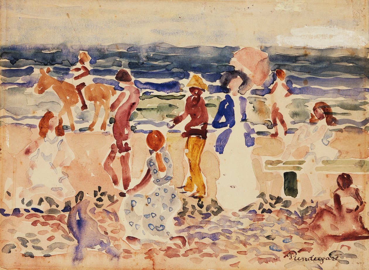 På stranden, ca. 1920-23 af Maurice Brazil Prendergast