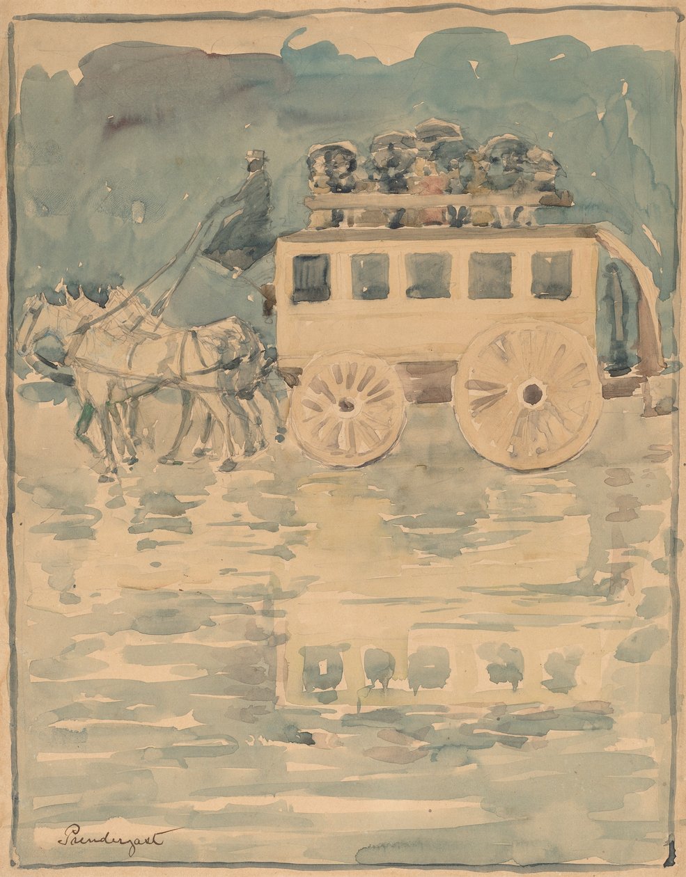 Parisisk Omnibus, 18931894. af Maurice Brazil Prendergast