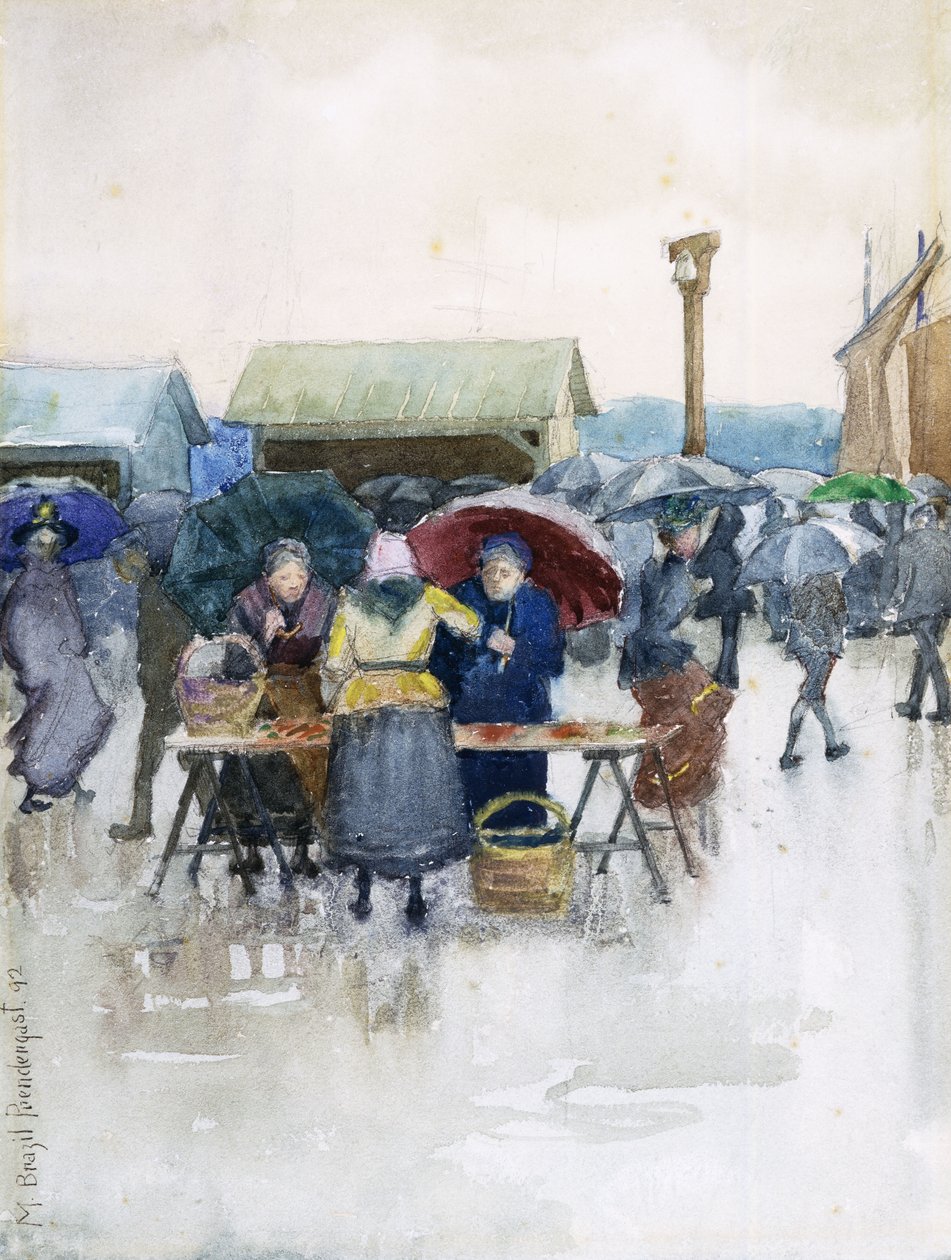 Regnvejrsdag: Fiskemarkedet, 1892 af Maurice Brazil Prendergast