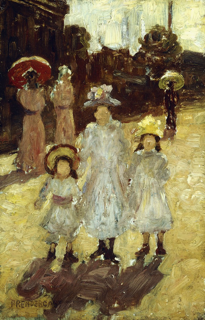 Søndag morgen i Paris, ca. 1892-1894 af Maurice Brazil Prendergast