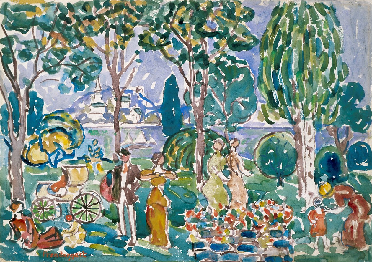 The Park, Salem (akvarel over blyant på papir) af Maurice Brazil Prendergast